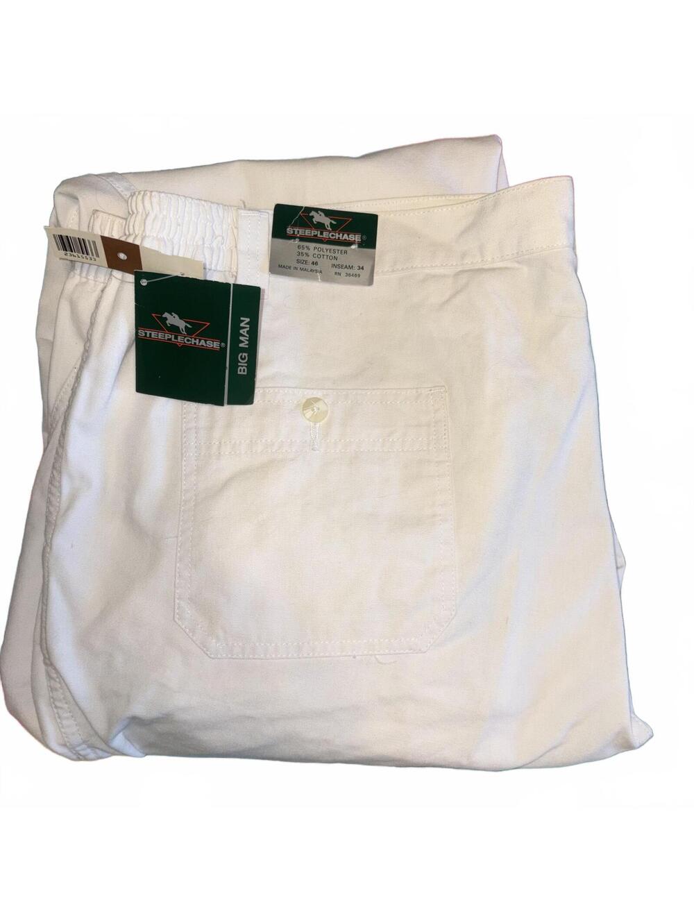 Vintage Steeplechase New White Cotton Blend Casual Pants Mens Size 46 x 34 I